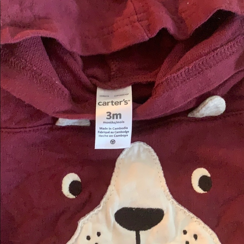 Carter’s baby 3mnth bear hoodie